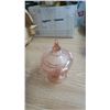 Image 2 : vintage pink depression glass covered candy dish