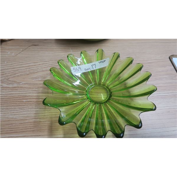 green art glass serving dish