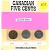 Image 1 : (3) Canadian 5¢ - 1943 Tombac, 1951 Refinery, 1967 Rabbit