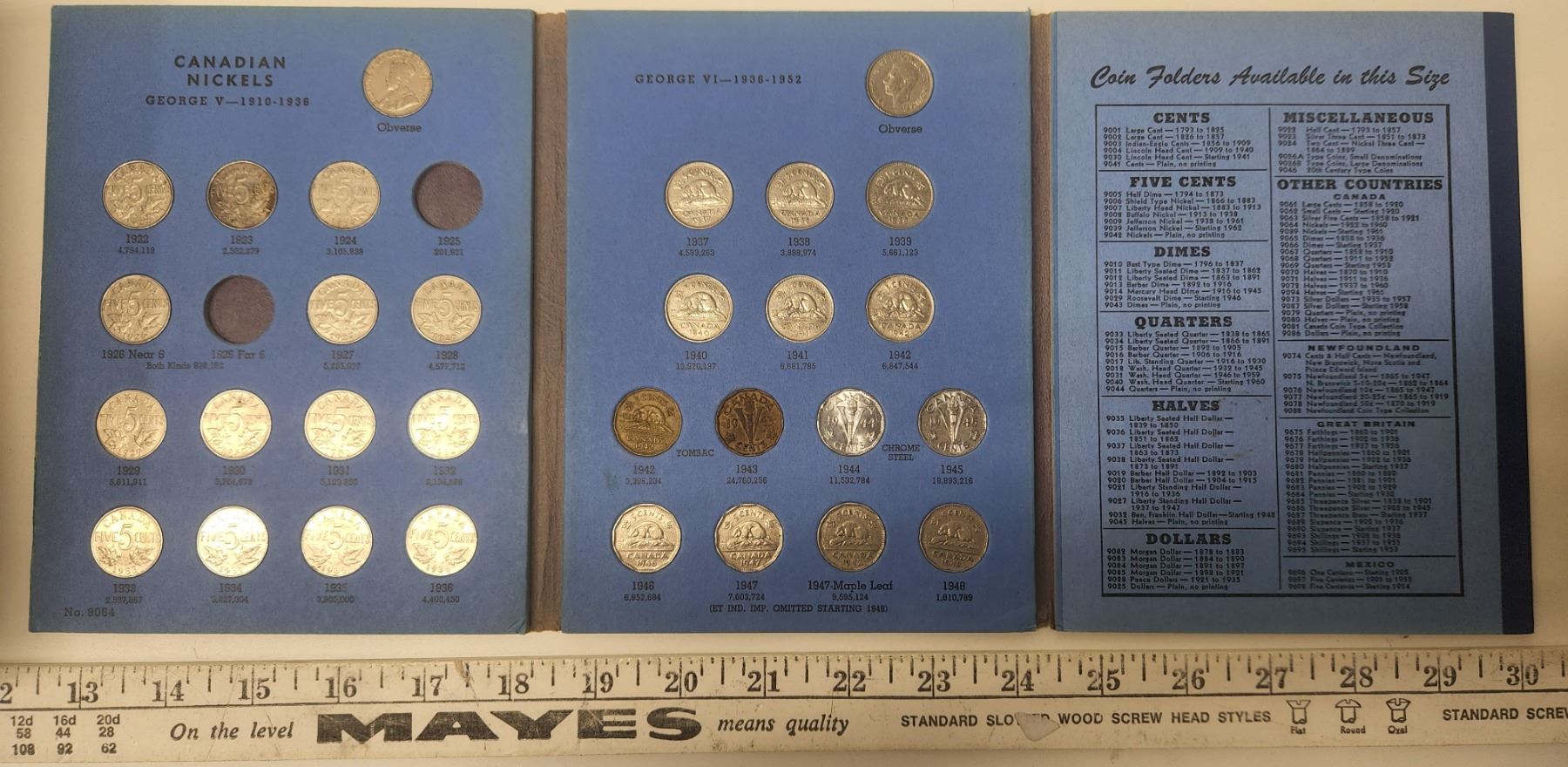 Canada 5 Cents Coins Album 1922 To 2025 Miss Two Years 1925 Canada 5 Cents Coins Album 1922 To 2025 Miss Two Years 1925