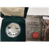 Image 2 : 2003 Cobalt Proof Silver Dollar. 100th Anniversary of a blacksmith throwing his hammer at a fox (and