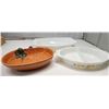 Image 2 : Set of 2 Pyrex Cooking dishes (Large - 2 1/2 Qt & Split - 1 1/2 Qt) and Pumpkin platter dish