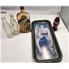 Lot of Coca-Cola bottles, Coca-Cola Tray/Picture and Liquor Bottle