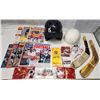 Image 2 : Huge lot of Sports Magazines, Memorabilia, Hockey sticks and assorted helmets/hardhat