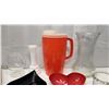 Image 2 : Lot of Assorted Housewares, Diamond-Clubs-Spade-Heart Dishes, Vases, Plastic Pitcher, Sealed faced S