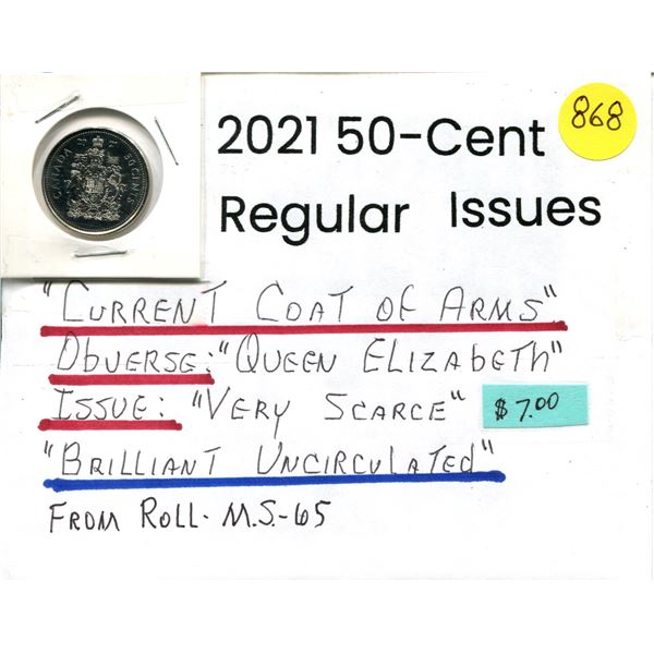 2021 50¢ - Current Coat of Arms Regular Issue