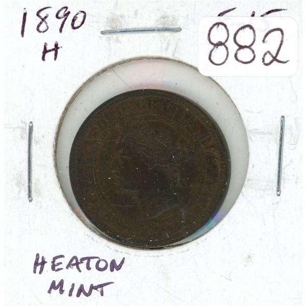 1890H Canadian Victorian Large Cent. Heaton Mint. F-15. Nice for the grade.