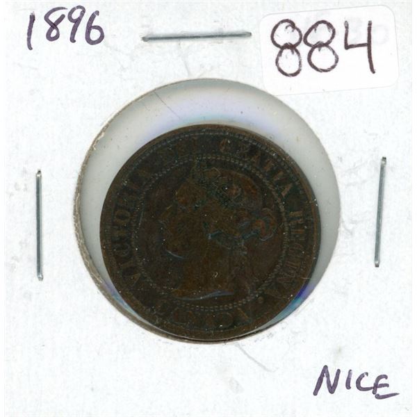 1896 Canadian Victorian Large Cent. VF-30. Nice.