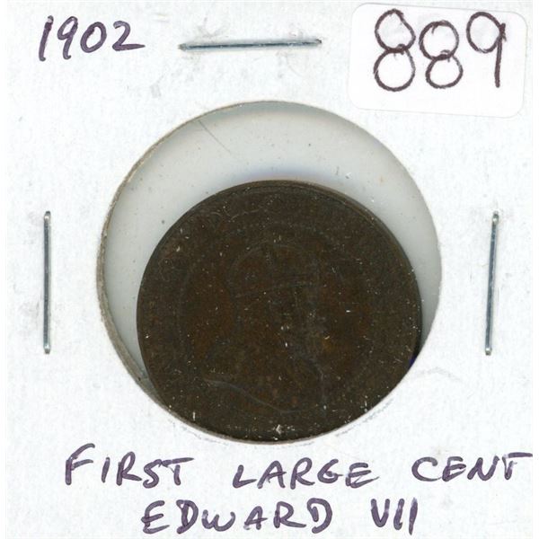 1902 Canadian Edward VII Large Cent. First Large Cent minted for King Edward VII. EF-40. Nice.