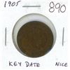 Image 1 : 1905 Canadian Edward VII Large Cent. Key Date. VF-30. Nice.