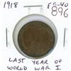 Image 1 : 1918 Canadian George V Large Cent. Last year of World War I. EF-40.