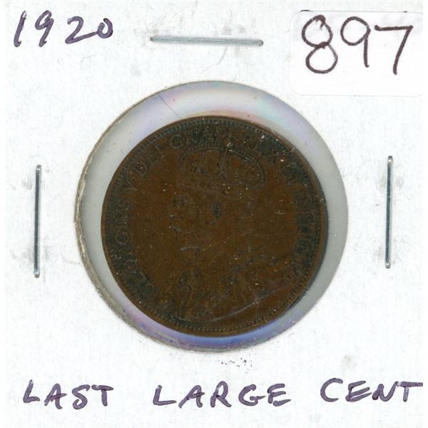 1920 Canadian George V Large Cent. Last year of the Large Cent. EF-40. Nice.