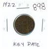 Image 1 : 1922 Canadian George V Small Cent. Key Date. F-12.