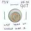 Image 1 : 1918 Canadian George V Silver 5 Cents. The last year of World War I. VF-30. Nice.