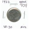 Image 1 : 1922 Canadian George V Nickel 5 Cents. First year of the Nickel. Near Rim variety (S is Near the Rim