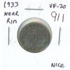 Image 1 : 1933 Near Rim Canadian George V Nickel 5 Cents. S is Near the Rim. VF-20. Nice.