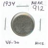 Image 1 : 1934 Near Rim Canadian George V Nickel 5 cents. S is Near the Rim. VF-20. Nice.