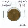 Image 1 : 1943 Tombac 5 Cents. Last year of the Tombac. MS-63 with Lustre. Nice.