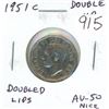 Image 1 : 1951 Commemorative Nickel 5 Cents. Scarce Double HP and Doubled Lips Variety. AU-50. Nice.