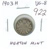 Image 1 : 1903H Canadian Silver 10 Cents. Heaton Mint. VG-8.