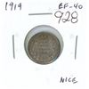 Image 1 : 1919 Canadian Silver 10 Cents. EF-40. Nice.