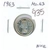 Image 1 : 1963 Canadian Silver 10 Cents. MS-63 with Cameo contrast. Bright White. Nice.