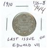 Image 1 : 1910 Canadian Edward VII Silver 25 Cents. Last silver 25 cents minted for King Edward VII. VG-8.
