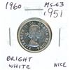 Image 1 : 1960 Canadian Silver 25 Cents. MS-63 with Cameo contrast. Bright White. Nice.
