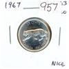 Image 1 : 1967 Canadian Silver 25 Cents. One Year Type. MS-63 with Cameo contrast. Bright White. Nice.