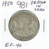 Image 1 : 1950 Silver 50 Cents. Design in Zero in Date. EF-40. Nice.