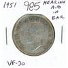 Image 1 : 1951 Silver 50 Cents. Hearing Aid in King’s Ear from Die Clash. VF-30. Scarce.