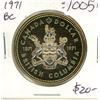 Image 1 : 1971 Canadian Silver Dollar. Commemorates British Columbia joining Canada. Specimen-65. Nice.
