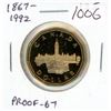 Image 1 : 1867 – 1992 Loonie. Special 125th Anniversary of Canada depicting Parliament. Proof-67 with Ultra He