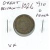 Image 1 : Great Britain. 1910 Silver 6 Pence. Last silver 6 pence issued for King Edward VII. VF.