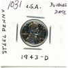 Image 1 : U.S. 1943D Lincoln Steel Cent with Doubled Date. EF.