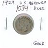 Image 1 : U.S. 1929 Silver Mercury Dime. Good.