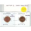 Image 1 : Lot of 2 Canadian 2004 Small Cents. Includes 2004 no logo non-magnetic and 2004P magnetic. BU Red.