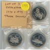Image 1 : Lot of 3 Saskatoon 1978 & 1979 Trade Dollars. Horse & Buggy, Tractor & Paddle Wheeler. BU.