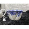 Image 2 : Shelley Cream and Sugar, Dainty Blue pattern, tiny fleabite on creamer rim