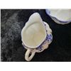 Image 5 : Shelley Cream and Sugar, Dainty Blue pattern, tiny fleabite on creamer rim