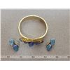 Image 2 : Clamper bracelet, blue composition stones, and clip earrings