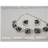 Image 2 : Black, purple, and green confetti necklace and clip earrings marked “Coro”