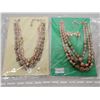 Image 1 : Vintage beaded necklaces, one with clip earrings