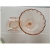 Image 2 : Pink glass footed fruit bowl and pink plate, rolled edges