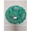 Image 1 : Teal blue plate, “Berry Vine” pattern Indiana Glass, 1920’s