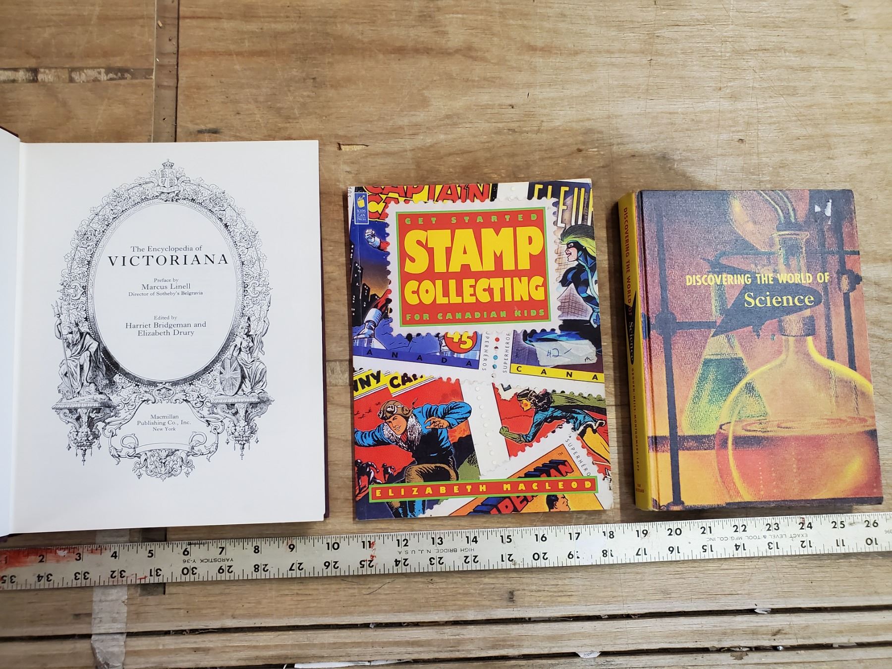 science textbook, stamp collecting, Victoriana Encyclopedia