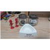 Image 1 : misc items, candle jars, ashtray, mr peanut salt & pepper shakers