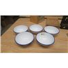 Image 1 : 5 enamel bowls white with blue rims