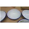 Image 5 : 5 enamel bowls white with blue rims