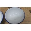 Image 6 : 5 enamel bowls white with blue rims